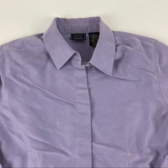 Laura Scott Womens Button Up Shirt Purple 10 - Picture 6 of 8